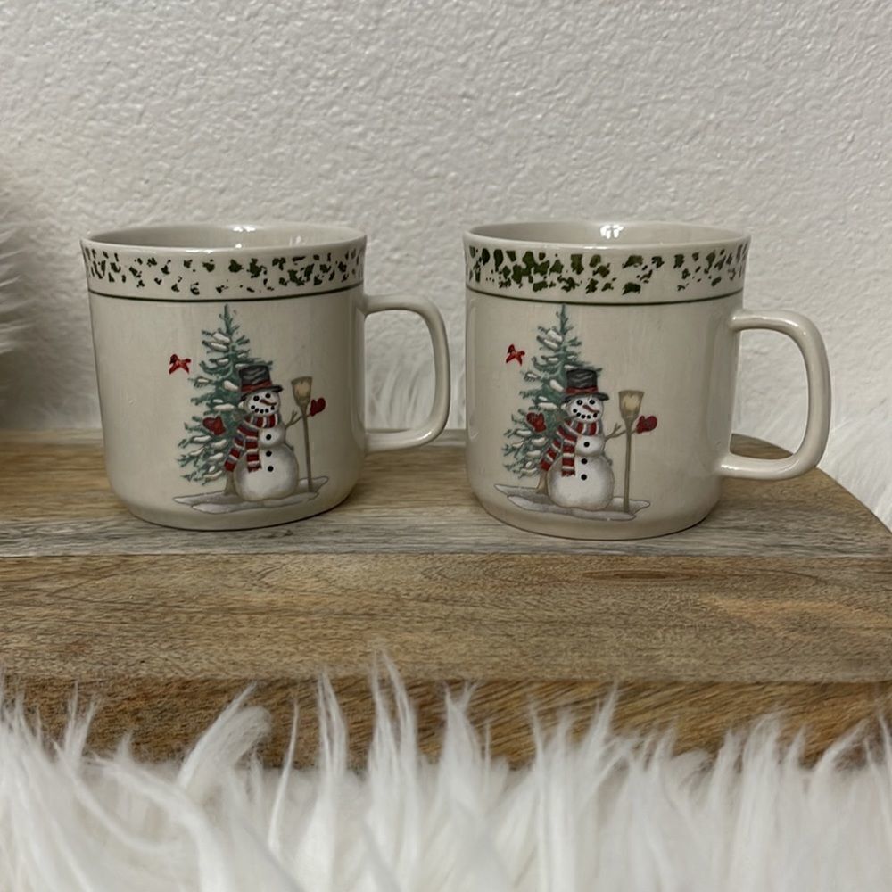 Snowman Mugs Set of 2 - Stoneware